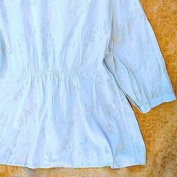 SONOMA Life+Style Women's Button 3/4 Sleeve 1X Shirred Blouse - Lt . Blue Floral - Picture 6 of 9